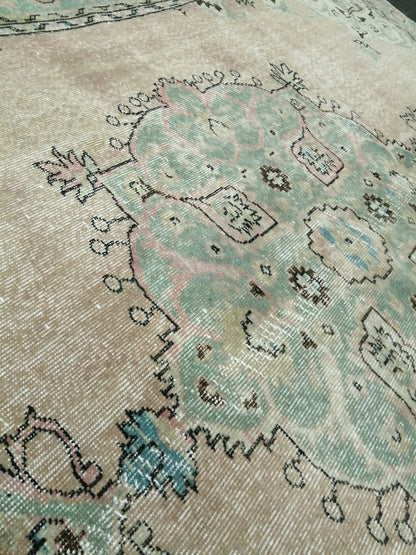 6.4 x 10 Large Area OUSHAK RUG TURKISH Oushak Rug Vintage Oushak Muted Rug Vintage Rugs Oushak Rug Hand Made Rugs Vintage Turkish Rug