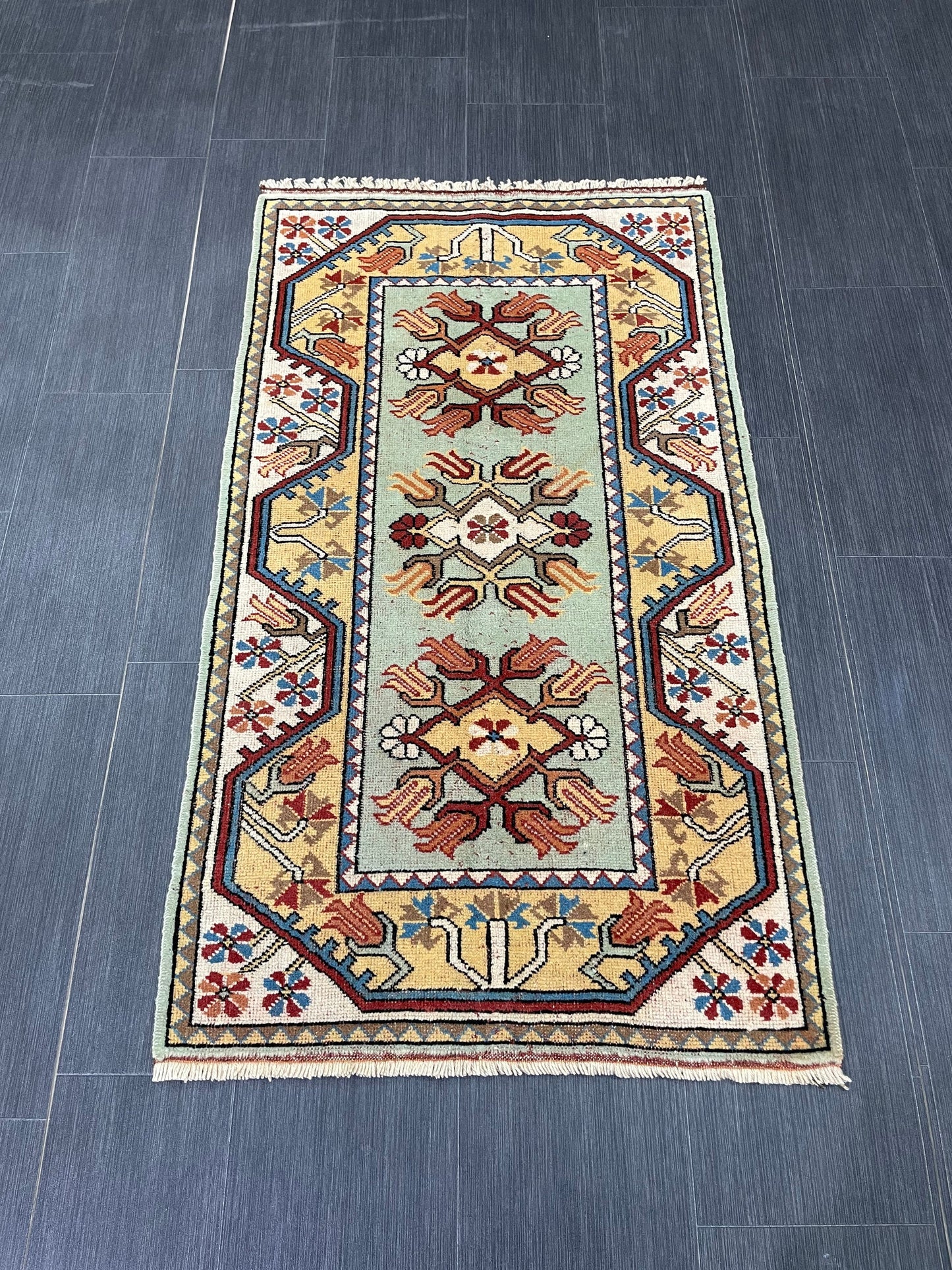 Muted Handmade Rug 2.5 x 4.5 Wool Rug, Oushak Rug, Rustic Rug, Bohemian Rug, Farmhouse Rug, Vintage  Persian Rug