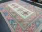 Hand Knotted Oushak Rug 6.8 x 10.3 Vintage Rug Handmade Turkish Rug Persian Rug Vintage Rug, Wool  Blue and Pink Rug Large Rug