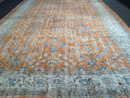 9.6 x 6.6  Burnt Orange Rug Vintage Rug Oushak Rug Turkish Rug Wool Rug Hand Made Rugs