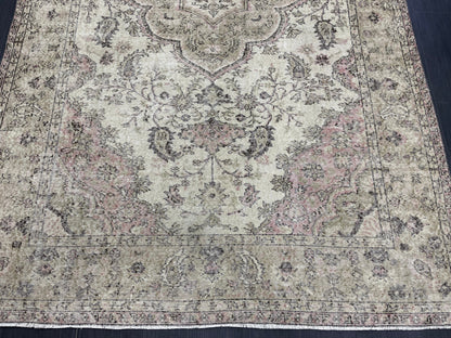 Large Handmade 6.2 x 9.7 RUG TURKISH Oushak Rug Vintage Hand Knotted Muted Rug Distressed Rug Persian Rugs Vintage Turkish Rug Oriental Rug