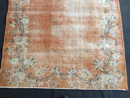 Vintage Rug Orange Oushak Rug Orange Area  Rug, Oushak Wool Rug,Oushak Rug