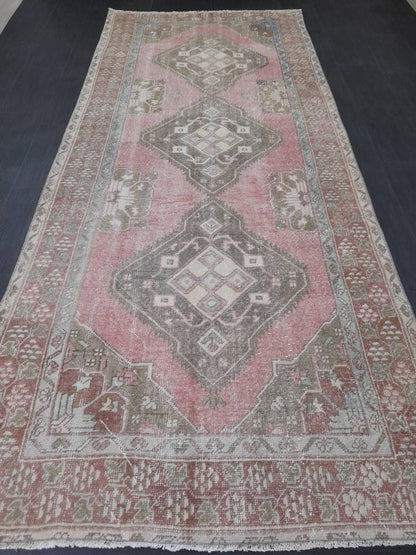 Muted Vintage Turkish Runner Rug 4.8 x 11 Orienta Runner Rug muted Vintage Runner Rug Hallway Runner Rug Kitchen Runner Rug Wool Runner Rug