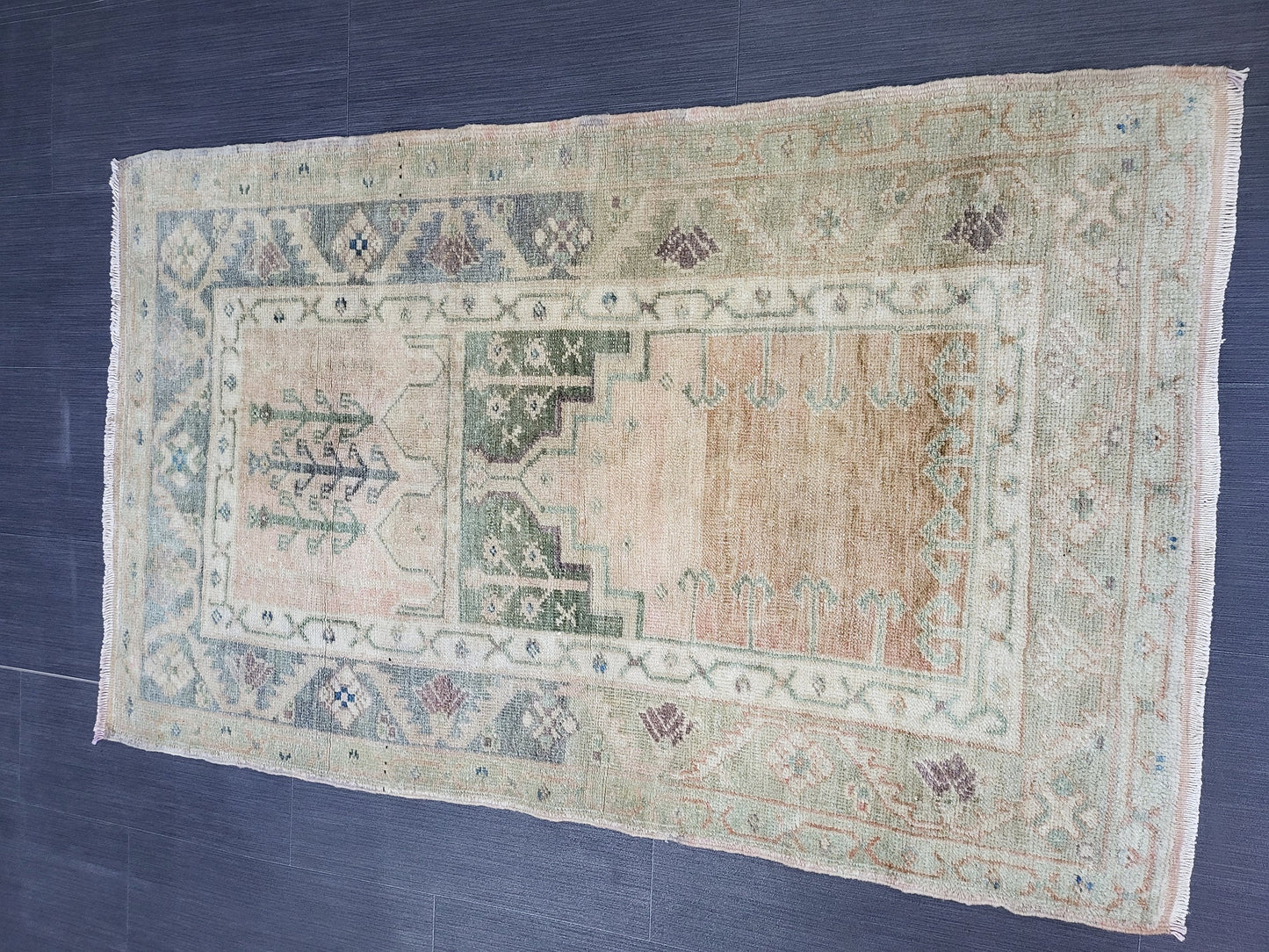 Handmade Rug, 2.9 x 4.5 Oushak Rug, Rustic Rug, Persian Rug, Turkish Rug, Farmhouse Rug, Vintage Rug, Wool rug, Hand Knotted Rug