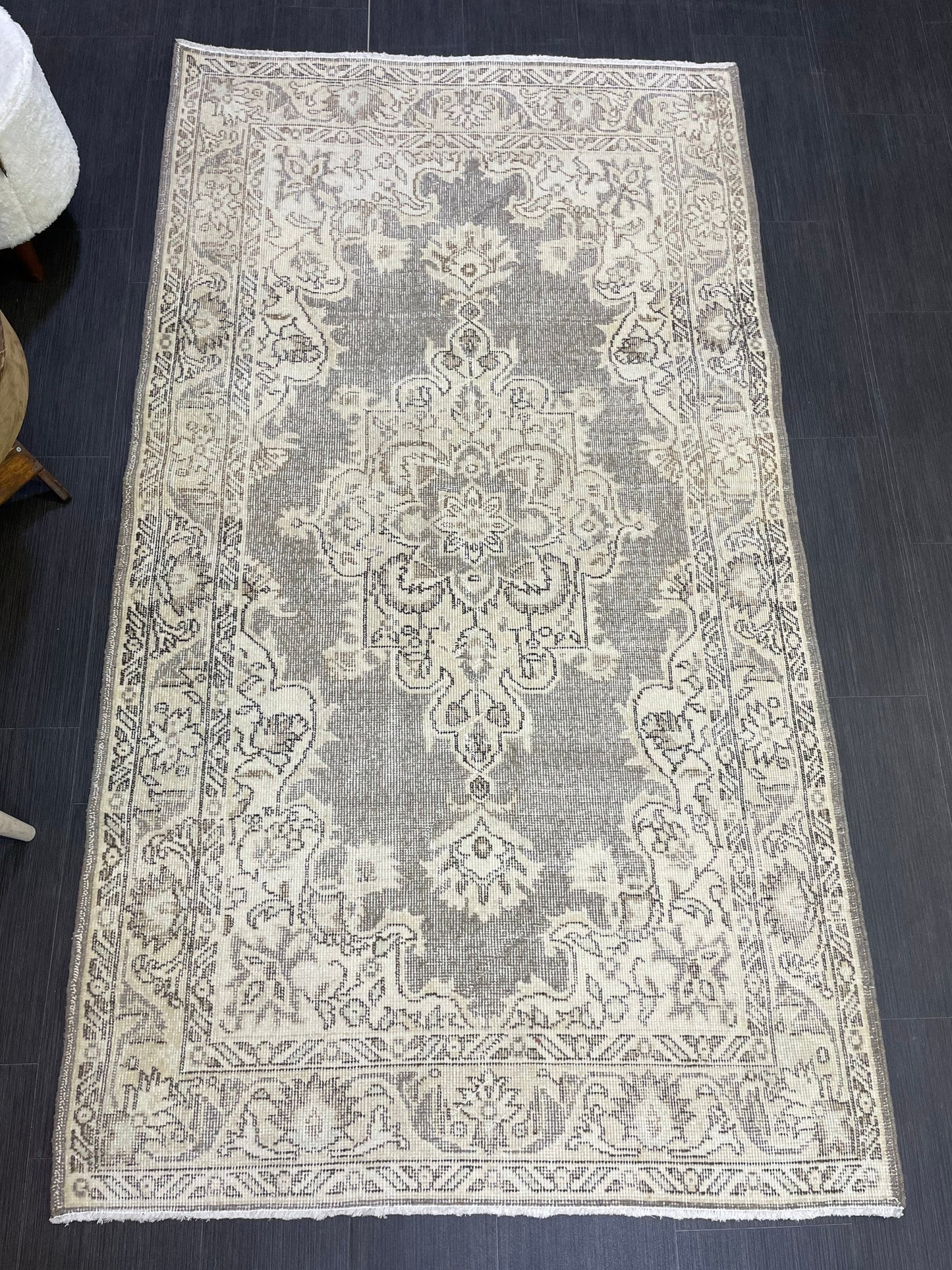 Turkish Rug, Antique Rug, Neutral 4x7 Rug, Persian RUG, Oushak Rug, Hand knotted Rug, Distressed Rug, Vintage Rug, Handmade Rug, woven rug.