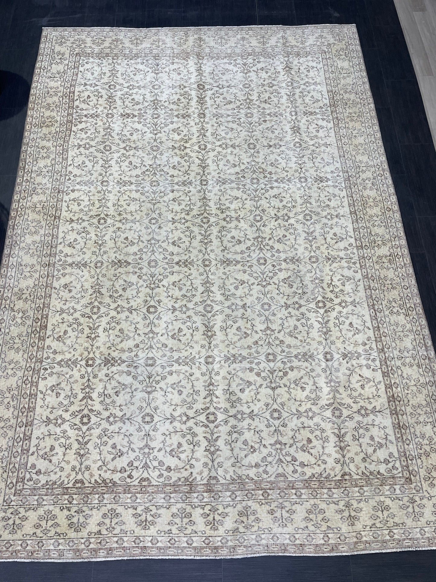 Neutral RUG, TURKISH 6.10 x 10 Rug, Vintage Rug, Natural Wool Oushak Rug, Handmade Persian Rug, Vintage Turkish Rug, Neutral Oriental rug