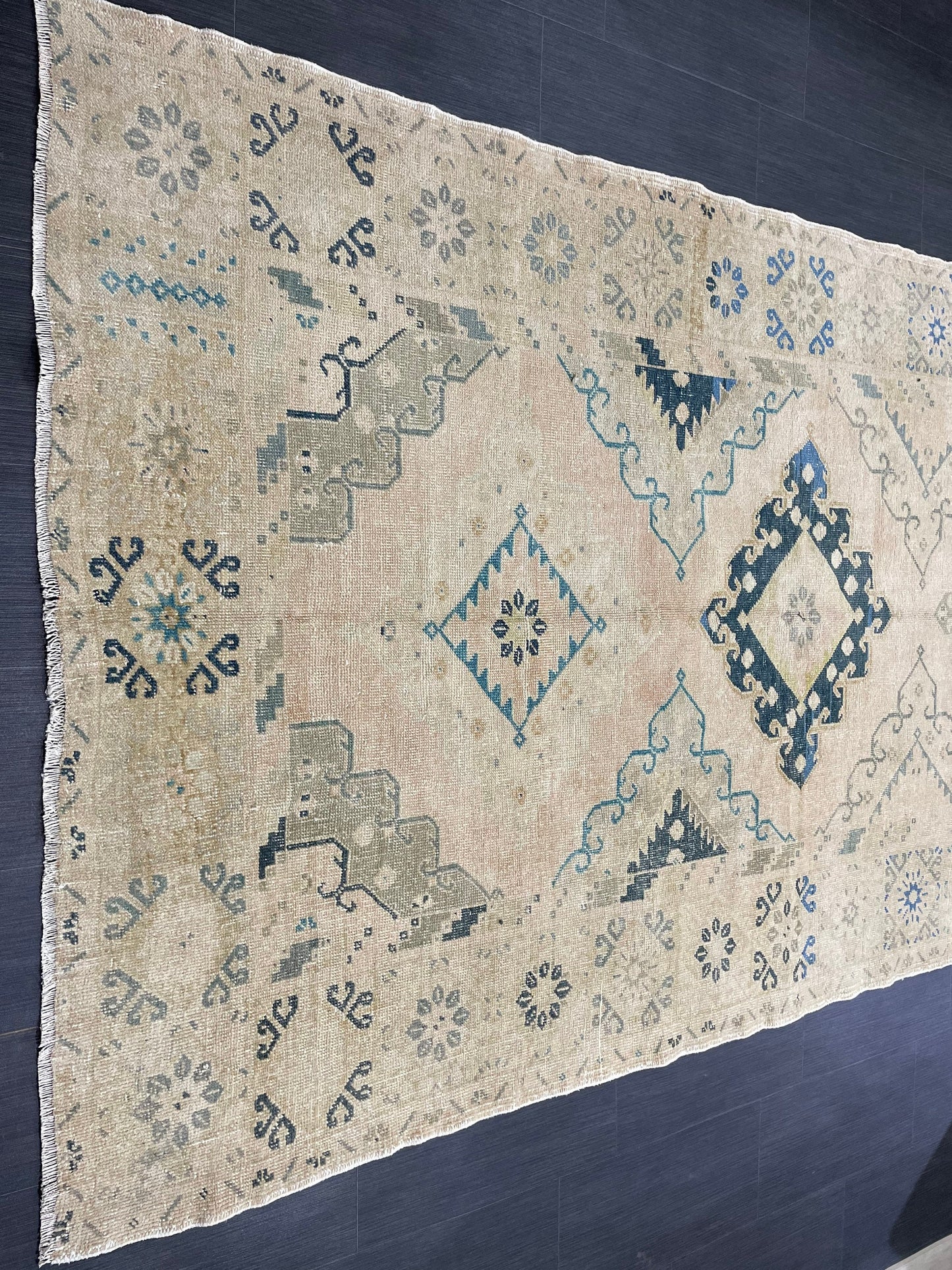 Muted Oushak Runner 5 x 13.3 Rug Turkish Runner Rug Faded Vintage Runner Rug Hallway Runner Rug Neutral Kitchen Runner Rug Wool Runner Rug