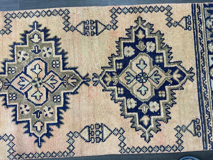 Hand Knotted Oushak Runner 2.6 x 11 Rug Turkish Runner Vintage Runner Hallway Runner Rug Persian Kitchen Runner Rug Oriental Wool Runner Rug