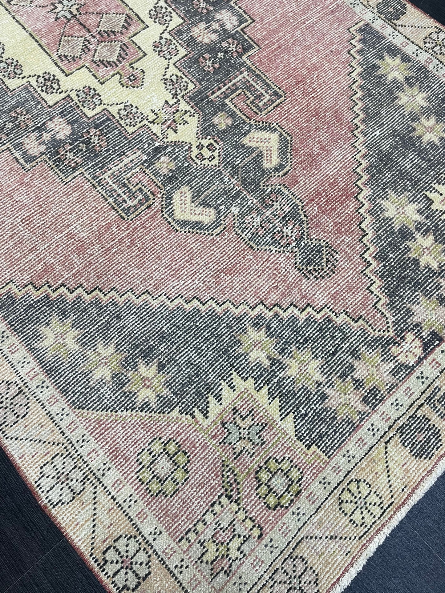Turkish Muted 4.3 x 8 Rug, Oriental Rug, Large Area Rug, Distressed Vintage Rug, Oushak Rug, Muted Rug Hand Knotted Rug, Handmade Rugs