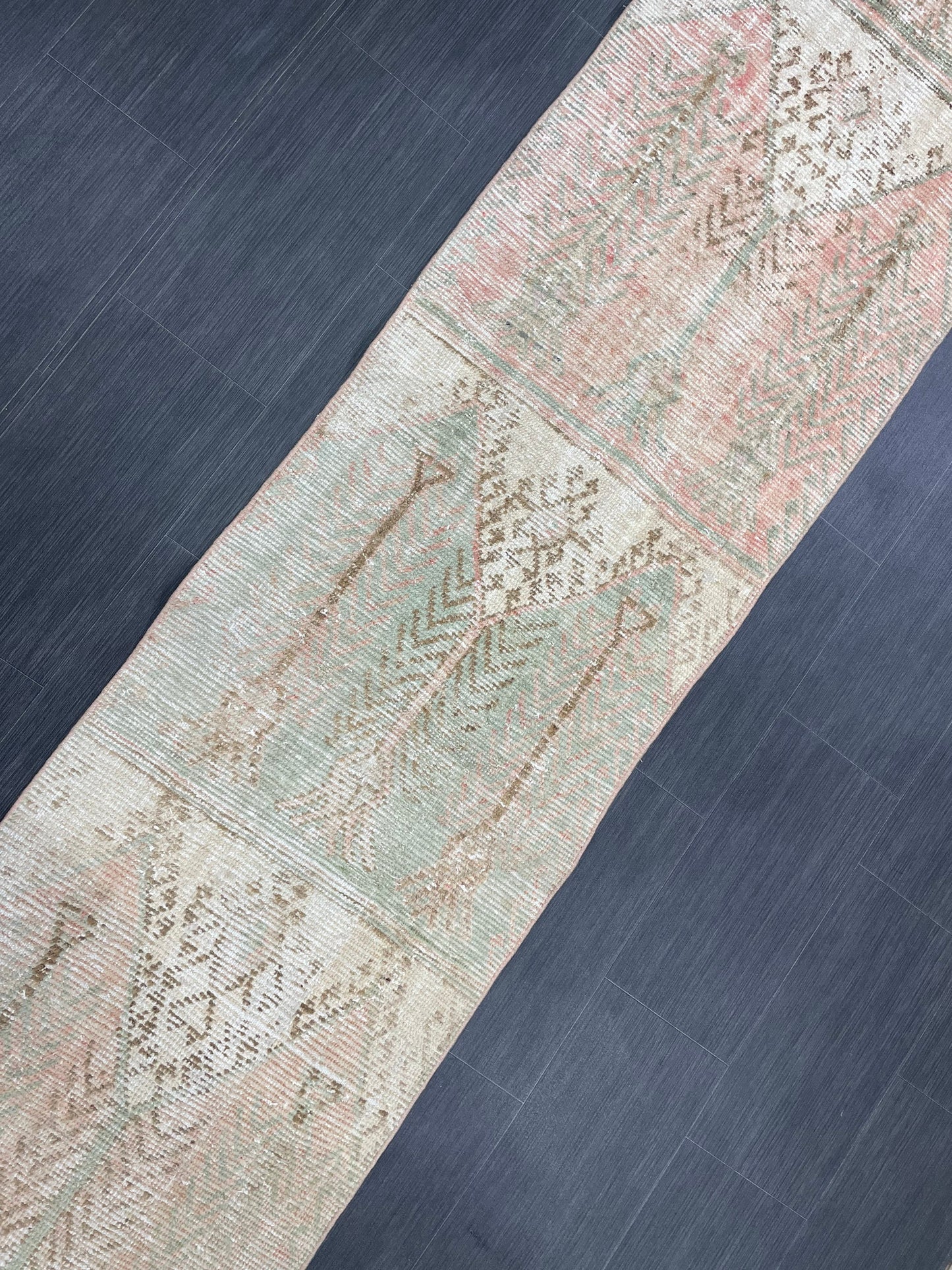 Muted Vintage Runner Rug 2.3 x 13.6 Muted Hallway Runner Rug Kitchen Runner Rug Muted Wool Runner Rug Muted Distressed Turkish Runner
