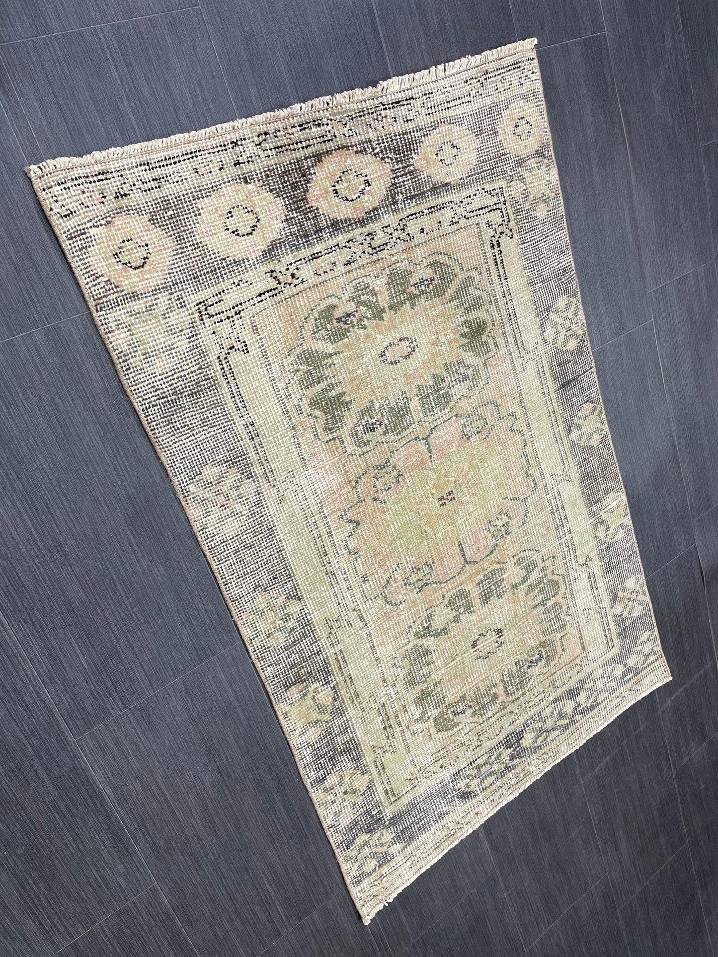 Bathroom Vintage Rug 2.6 x 4 Rug Oushak Rug, Wool Oriental Rug Handmade Rug Persian Rug, Vintage Turkish Rug Hand Knotted Wool Rug