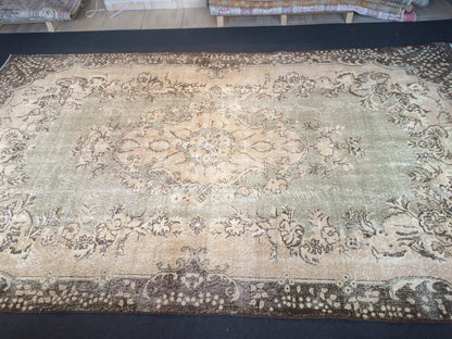 6.5 x 10.8 Vintage Light Green  Rug, Large Area Vintage Rug, Oushak Rug,Turkish Rug Hand woven Rug 6.5x11 Muted Rug