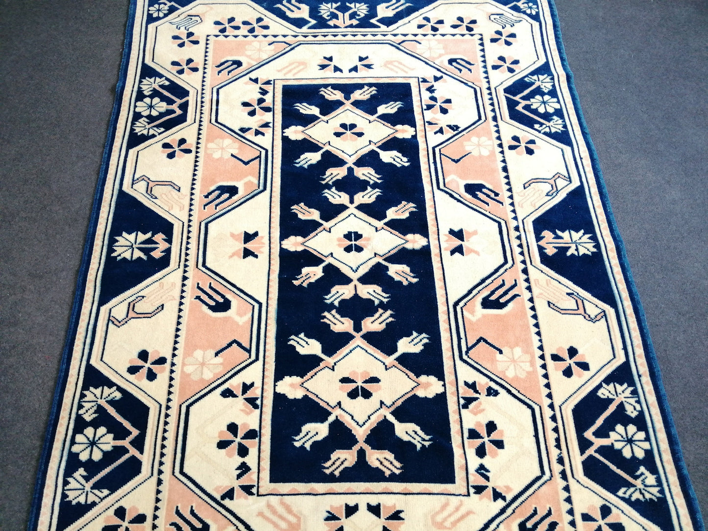 5.3 x 7.8 Vintage Rug, Blue Rug , Oushak Rug, Wool Oushak Rugs, Hand Made Rug, Bohemian Rug, Vintage Turkish Rug, Navy Rug