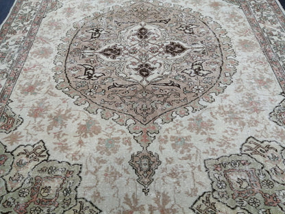 Muted Vintage Rug 6.9 x 9.8 Oushak Rug Vintage Wool Oushak Rug Hand Made Rugs Vintage Turkish Rug