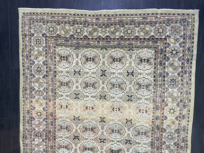 Fine Hand Knotted Rug, Vintage 4x6 Rug, Persian Rug, Turkish Rug, Oushak Rug, Handmade Rug, Rustic Rug, Wool Rug, Oriental Rug