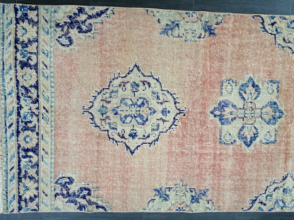 Distressed Oushak Runner Rug 12 x 3.4 Turkish Runner Rug Vintage Runner Rug Hallway Runner Rug Kitchen Runner Rug Wool Runner