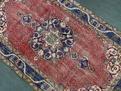 Vintage Rug  Handmade Turkish 3.7 x 6.6 Rug, Living Room Turkish Rug, Oushak Rug, Oriental Rug