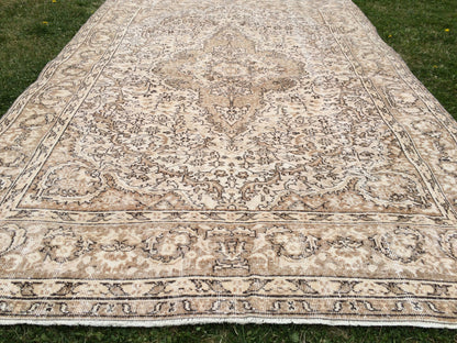 6.3 x 9.5 Vintage Oriental Large Area RUG, Turkish  Rugs, Vintage Rug, Living Room Rug, Muted Persian Rug Muted Oushak Rug, Hand Knotted Rug