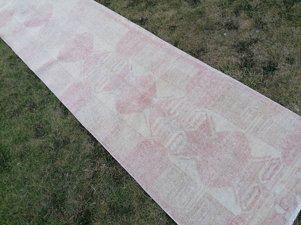 Muted runner rug vintage runner rug turkish runner 2'7x 11'10 muted  wool runner rug vintage oriental runner art runner rug