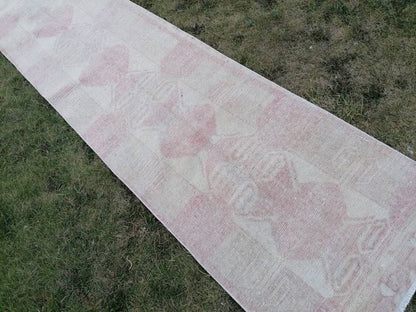 Muted runner rug vintage runner rug turkish runner 2'7x 11'10 muted  wool runner rug vintage oriental runner art runner rug