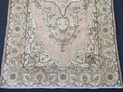 Vintage Rug Oushak 4 x 7.7 Rug Turkish Rug Muted Hand Knotted Wool Rug Handmade Rug Oriental Rug