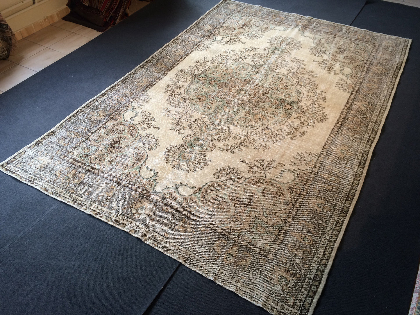 9.8 x 6.5 Large Oushak Rug, Vintage Rug Oushak Rug , Wool  Rug Turkish  Rugs Persian Rug Muted Persian Rug
