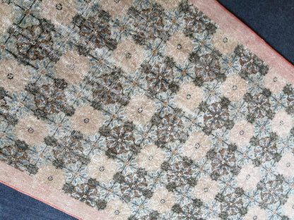 4x7 ft Vintage Floral Rug, Bohemian Rug, Living Room Rug,Oushak Rug,Hand Made Rug,Fun  Rug,Turkish Rug Vintage  Oriental rug Cute rug