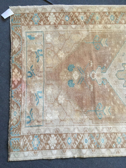 3.4x6 feet handmade brown natural wool turkish rug, wide bedroom floor rug, vintage kitchen area rug,large bathroom rug,teal living room rug