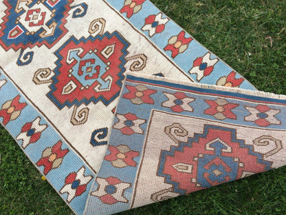 BLUE oushak Rug Turkish Runner Rug 8.4 x 2.7 Runner Rug Vintage Runner RugsOushak  Runner Rug Earth Tones Rugs Rustic Runner Rug