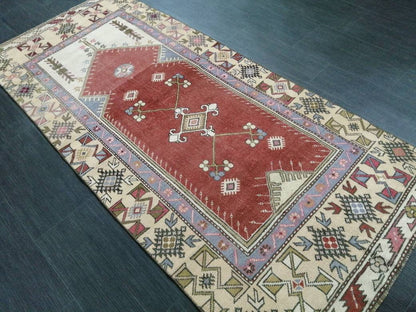 3 x 6.9 Oriental Runner Rug Muted Turkish Runner Rug Short Vintage Runner Rug Hallway Runner Rug Muted Runner Rug Wool Runner