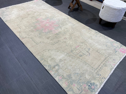 Distressed RUG, Vintage 3.4 x 7.2 Rug, Oushak Rug, Handmade Rug, Turkish Rug, Antique Rug, Farmhouse  Rug, Persian Rug,Rustic Rug