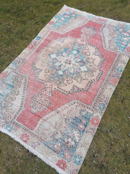Vintage rug 7x4'6 turkish rug, kitchen rug, oushak rug
