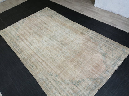 Distressed Rug Handmade Rug 6 x 10.3 Oushak Rug Rustic Rug, Muted Antique Rug Faded Rug 6x10 Turkish Rug Farmhouse Rug Vintage Rug Wool rug