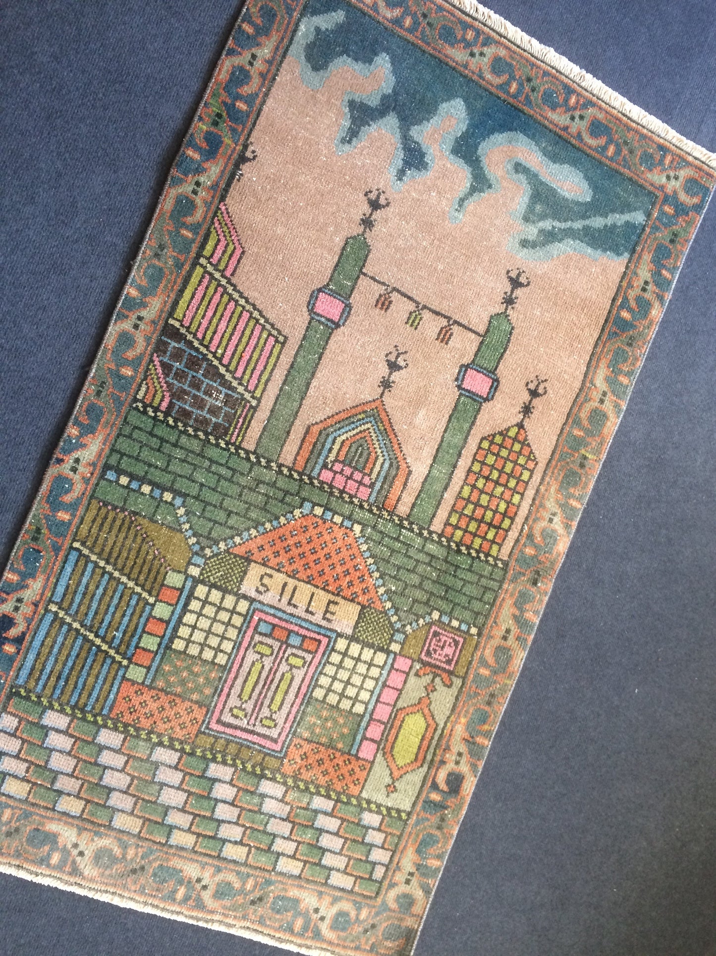 Turkish Rug, Oushak Rug, Oushak Rugs, Wool Oushak Rug, sufi mevlana Tapestry  Rug, Farmhouse Rug, Vintage Rug, Prayer Rug, Hand Made Rug