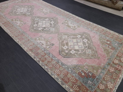 Muted Vintage Turkish Runner Rug 4.8 x 11 Orienta Runner Rug muted Vintage Runner Rug Hallway Runner Rug Kitchen Runner Rug Wool Runner Rug