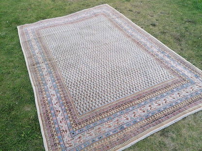 7'2x10'6 persian wool rug, vintage wool rug, oushak hand made rug, bohemian rug, living room rug