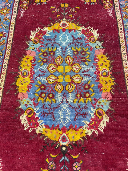 Vintage RUG, TURKISH 3 x 5.6 Rug, Wool Oriental Rug, Handmade Rugs, Red Oriental rug, Hand Knotted rug