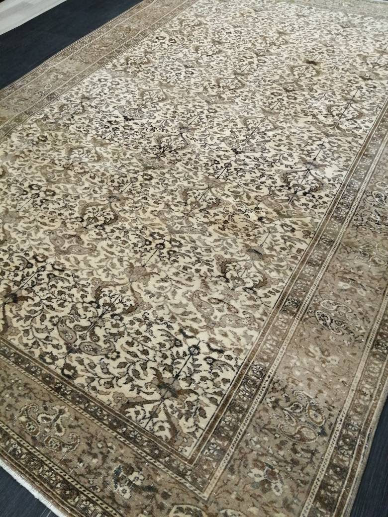 Quality Neutral Rug 6.2 x 9.5 HAND MADE Rug Neutral Vintage Turkish Rug Oushak Rug Turkish Neutral Rug, Oriental Rug, Wool large Neutral Rug