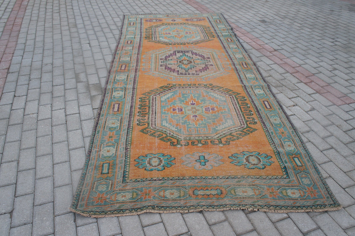 4.7 x 11.5 Vintage Runner Rug Turkish Runner Rug Oushak Runner rug  Rustic Runner Rug  Vintage Turkish Runner Oriental Runner
