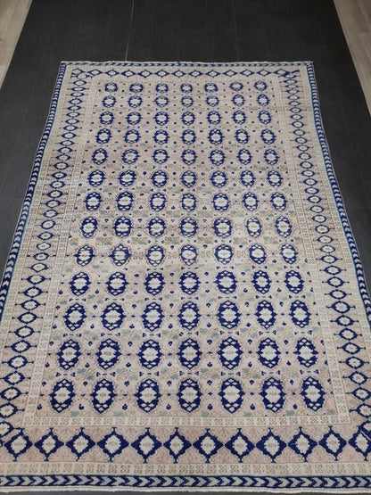 Vintage Turkish Rug, Vintage Navy 6.8 x 10 Rug, Oriental Rugs, Wool Rug, High Pile Vintage Rug, Hand Made Rug Persian Rug 7x10 rug
