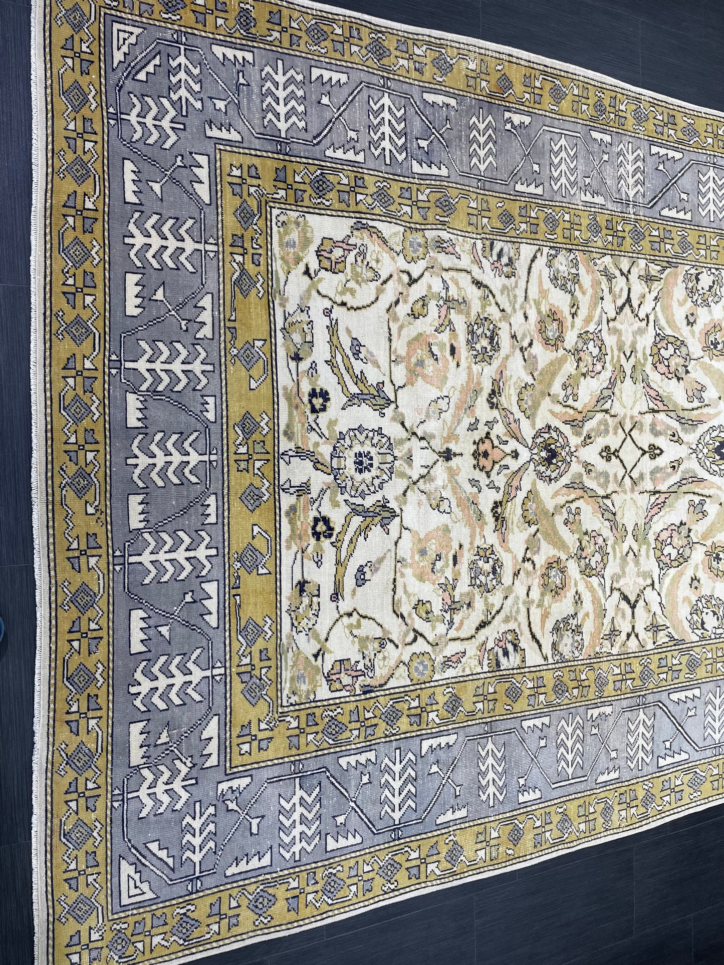 Large Fine Knotted RUG 6.3 x 10.5 Muted TURKISH Antique Rug Vintage Persian Rug Vintage Rug Wool Oushak Rug HandMade Rug Hand Knotted Rug