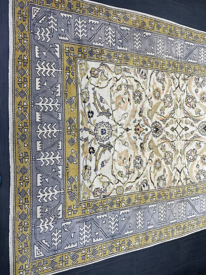 Large Fine Knotted RUG 6.3 x 10.5 Muted TURKISH Antique Rug Vintage Persian Rug Vintage Rug Wool Oushak Rug HandMade Rug Hand Knotted Rug