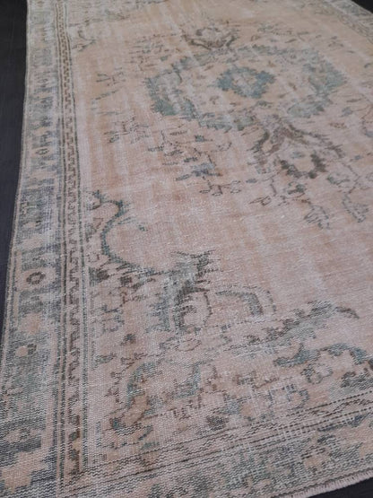 Vintage RUG 6x9.5 TURKISH Oushak Rug Vintage Navy Oriental Rug  Vintage Persian Rug Hand Made Rugs  Turkish Rug Antique Rug Distressed Rug