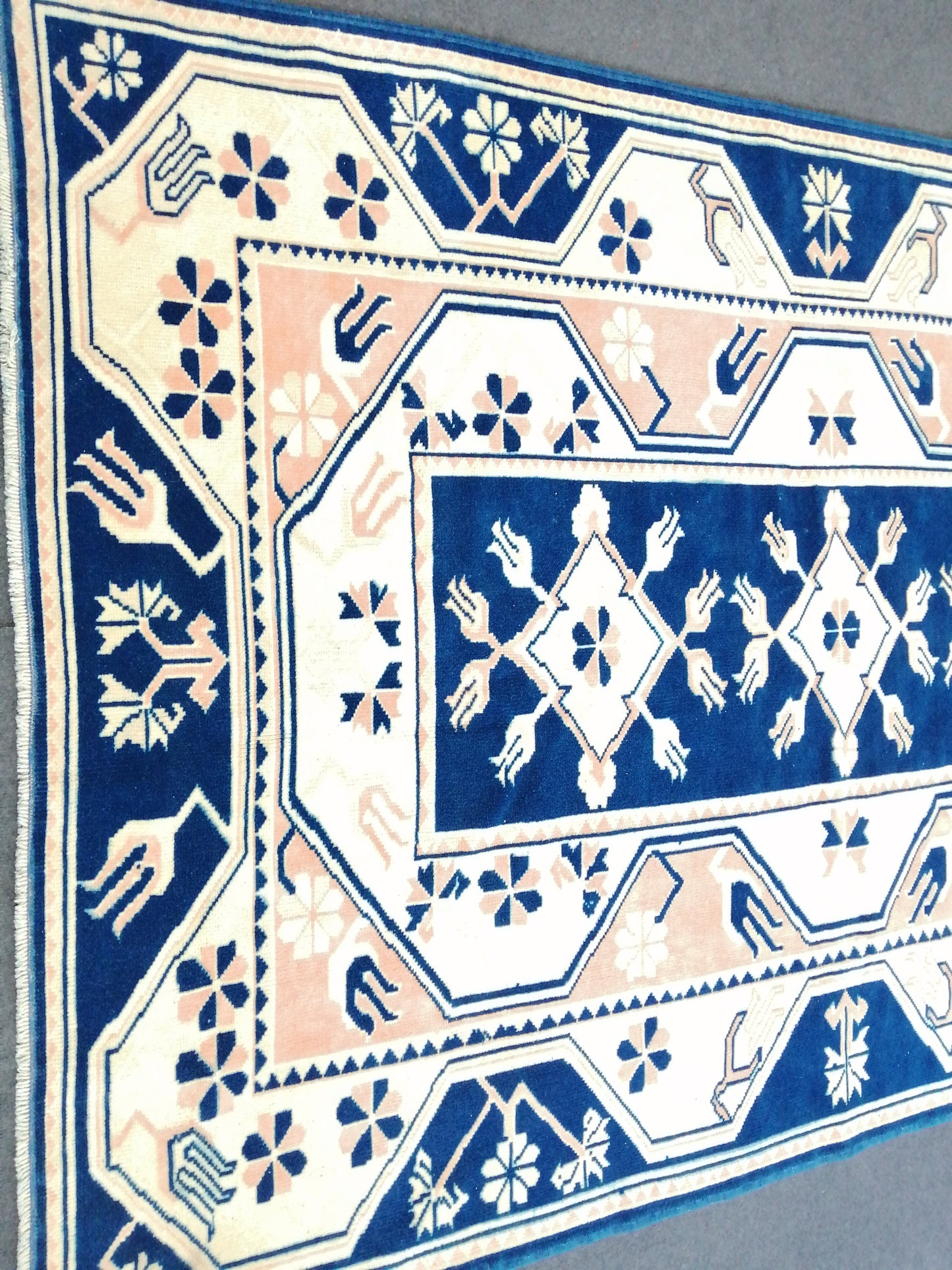 5.3 x 7.8 Vintage Rug, Blue Rug , Oushak Rug, Wool Oushak Rugs, Hand Made Rug, Bohemian Rug, Vintage Turkish Rug, Navy Rug
