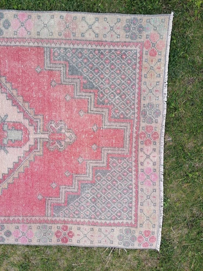 Oushak turkish wool rug 3'5x6'3 turkish handmade rug, vintage rug,kitchen rug, living room rug, bohemian rug