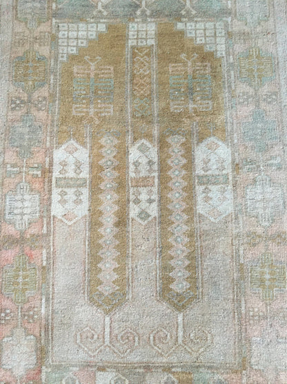 3x5.5 feet handmade natural wool kitchen area rug, vintage bedroom rug, turkish floral living room rug, large oushak bathroom rug, bohem rug