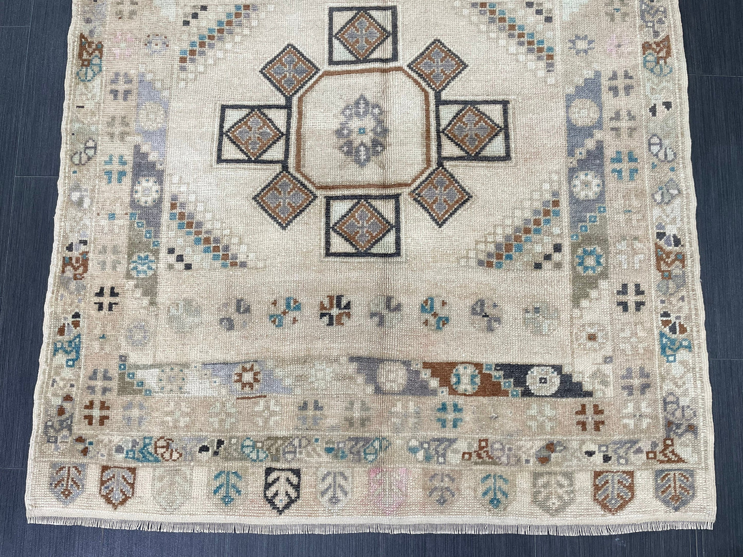 Muted Handmade Rug Muted  3.6 x 6.8 Vintage Rug Wool Oushak Rug Hand Made Rugs Vintage Turkish Rug Living Room Rug