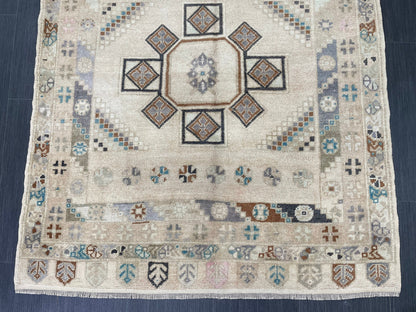 Muted Handmade Rug Muted  3.6 x 6.8 Vintage Rug Wool Oushak Rug Hand Made Rugs Vintage Turkish Rug Living Room Rug
