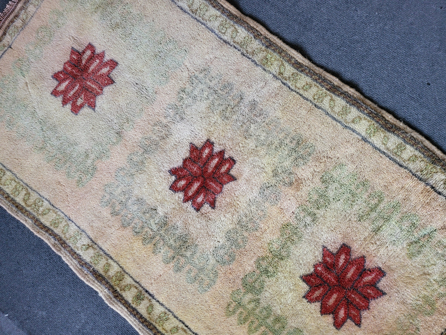 Handmade Muted Rug, Hand Knotted 2.3 x 4.2 Rug, Oushak Rug, Rustic Rug, Vanity Rug, Turkish Rug, Farmhouse Rug, Vintage Rug, Wool rug