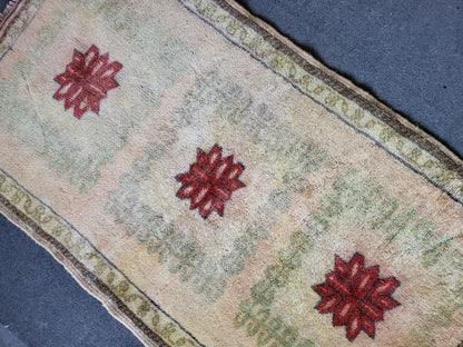Handmade Muted Rug, Hand Knotted 2.3 x 4.2 Rug, Oushak Rug, Rustic Rug, Vanity Rug, Turkish Rug, Farmhouse Rug, Vintage Rug, Wool rug